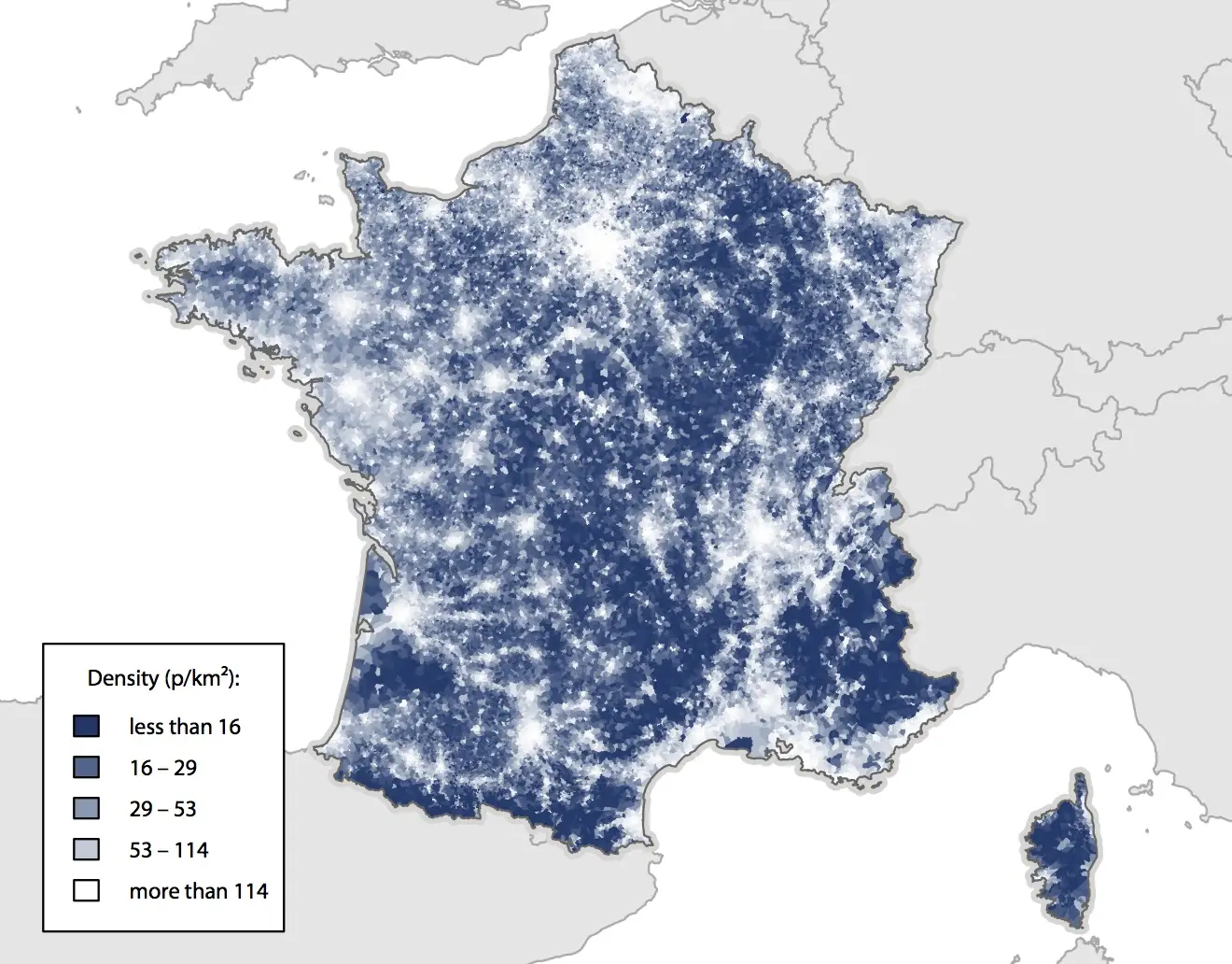 Population density in France